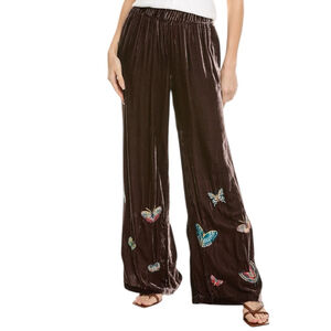 Johnny Was XL Luciana Coffee Brown Silk Blend Wide Leg Pants NWT